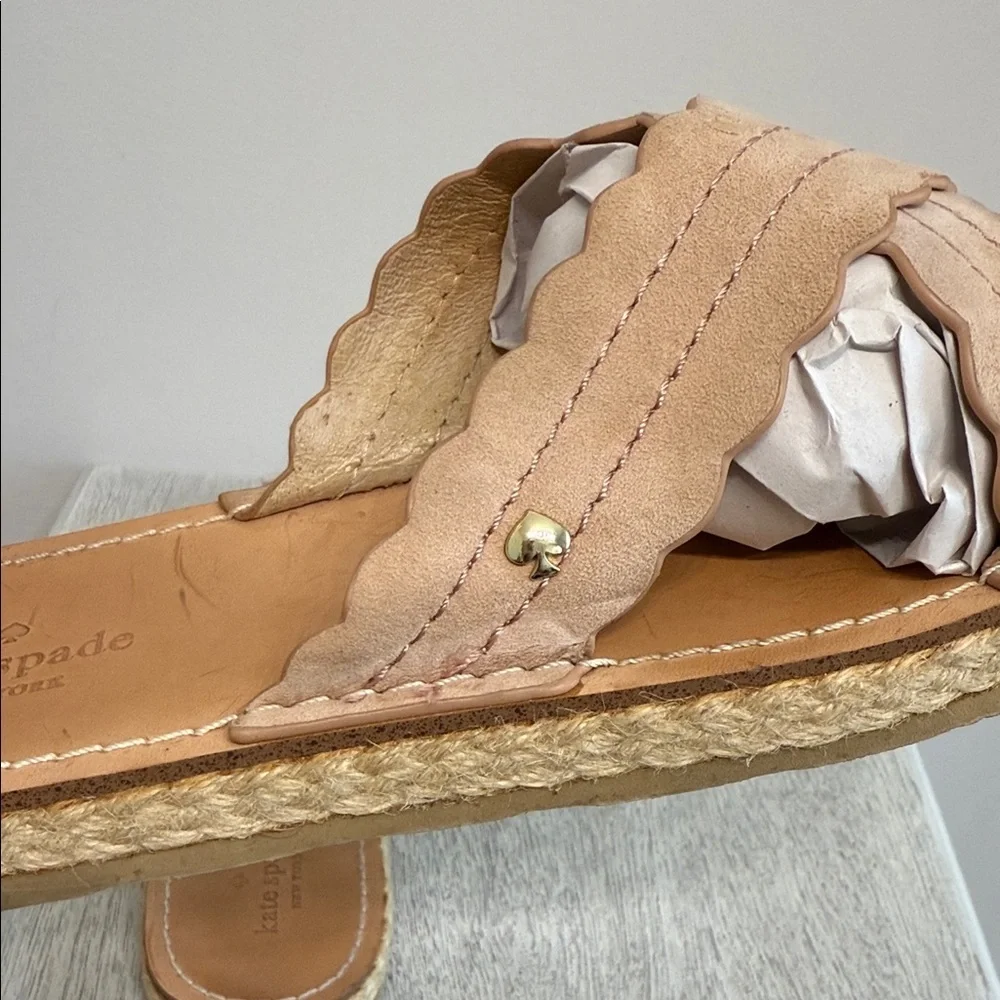 Kate Spade Size 8M Pink Scalloped Espadrille Sandals Leather